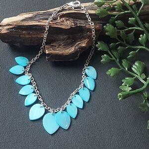 B769B Blue Teardrop Shell Charms Anklet Bracelet